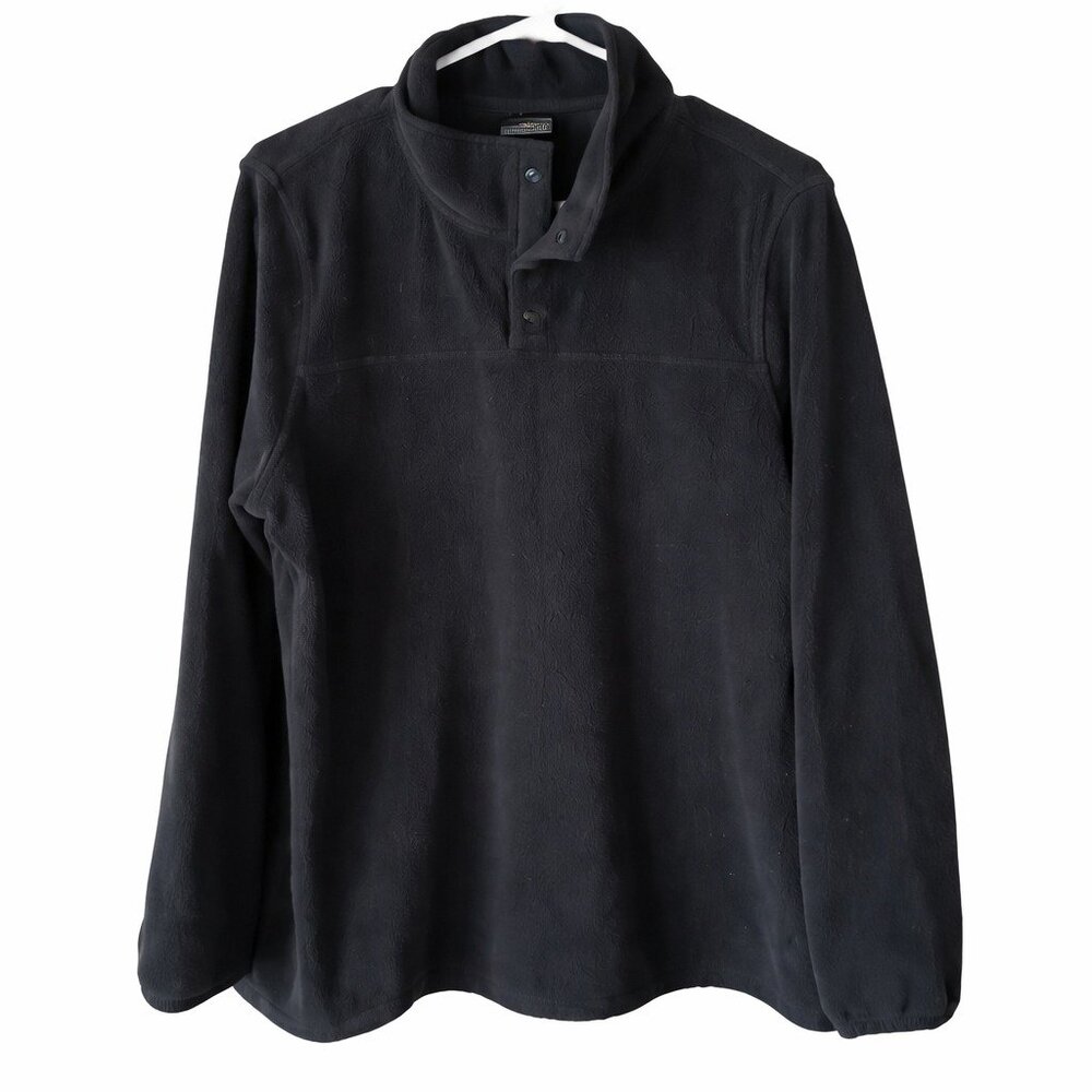 32 Degrees Heat Black Fleece Pullover Size XL snap button collar mens
